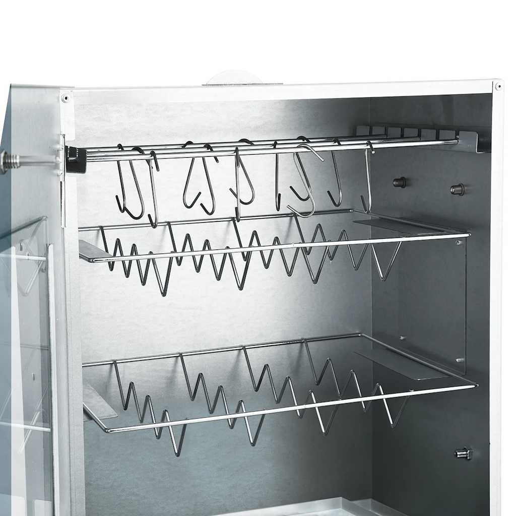 Räucherofen mit 1 kg Räuchermehl Smoker 44,5 x 29 x 83 cm silber verzinkt
