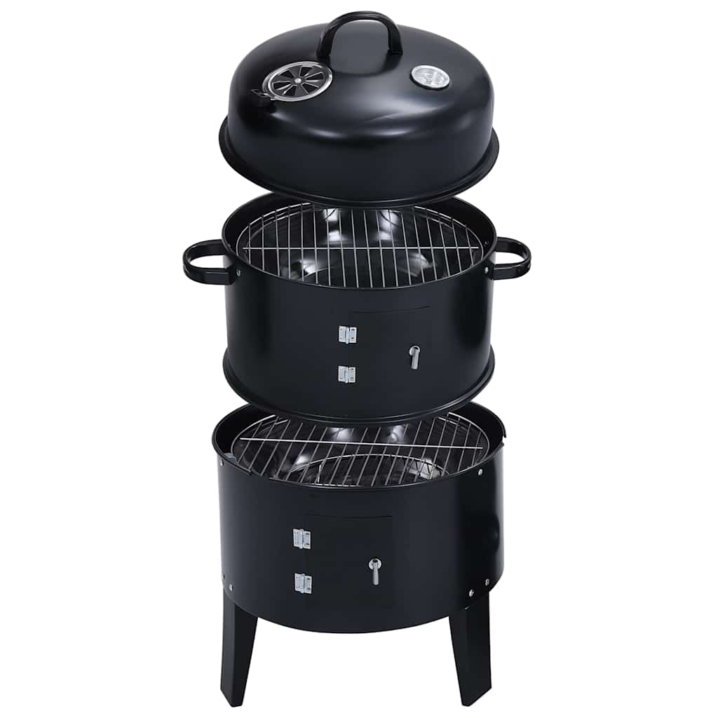 3in1 Räuchergrill Smoker Holzkohlegrill mit Thermometer BBQ Grill