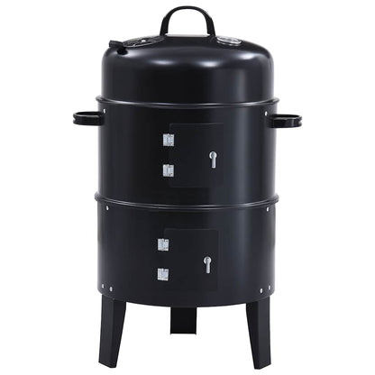 3in1 Räuchergrill Smoker Holzkohlegrill mit Thermometer BBQ Grill