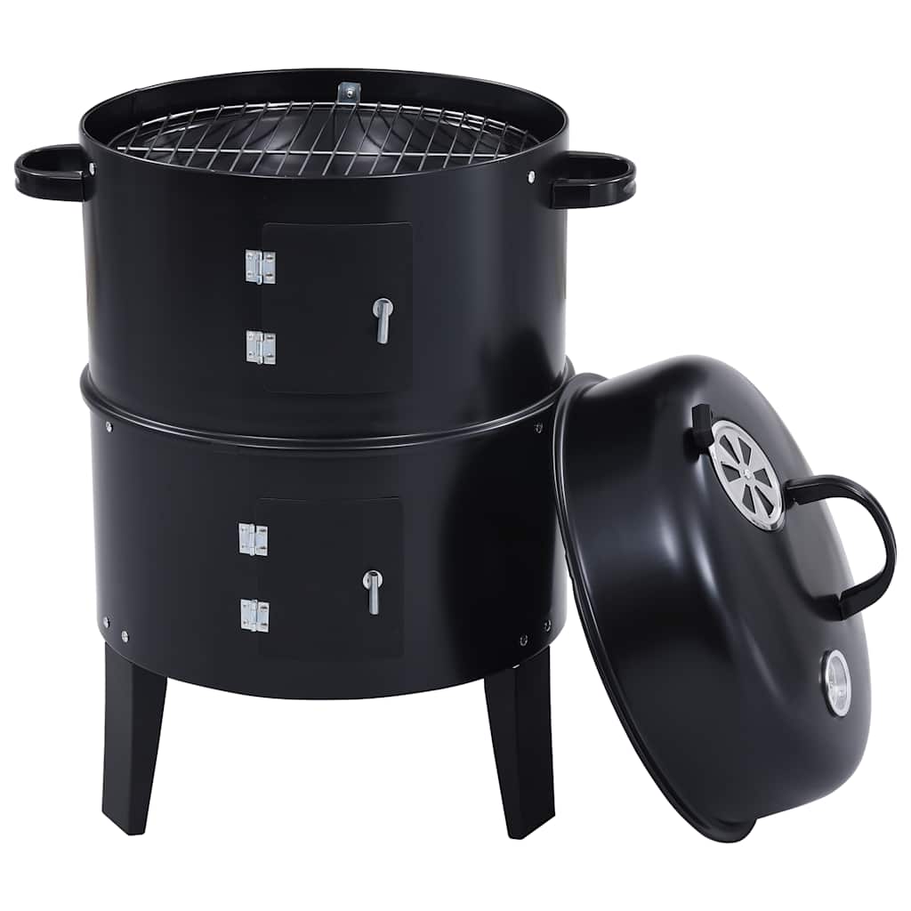 3in1 Räuchergrill Smoker Holzkohlegrill mit Thermometer BBQ Grill