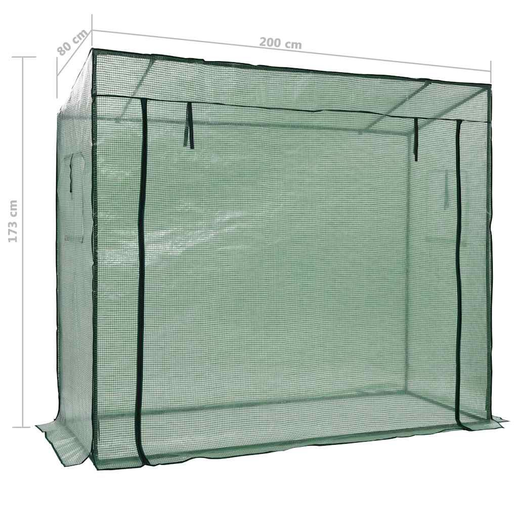 Begehbares Gewächshaus 200 x 80 x 173 cm Foliengewächshaus Rolltür