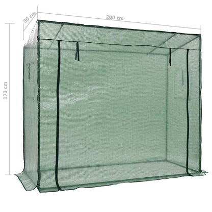 Begehbares Gewächshaus 200 x 80 x 173 cm Foliengewächshaus Rolltür