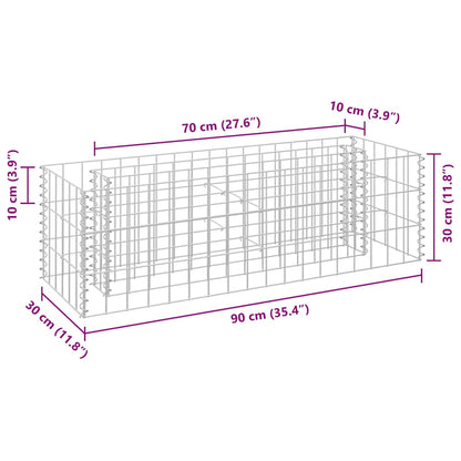 Gabion raised bed, galvanized steel, 90×30×30 cm, plantable