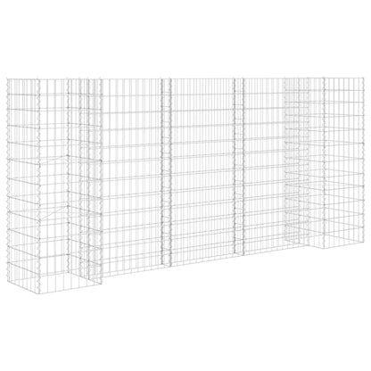 Gabionen Pflanzkorb H-Form Stahldraht 260x40x120 cm verzinkt Gabionenwand Mauer