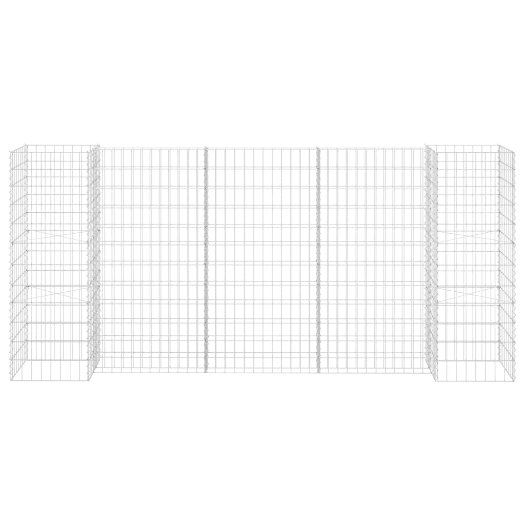 Gabionen Pflanzkorb H-Form Stahldraht 260x40x120 cm verzinkt Gabionenwand Mauer
