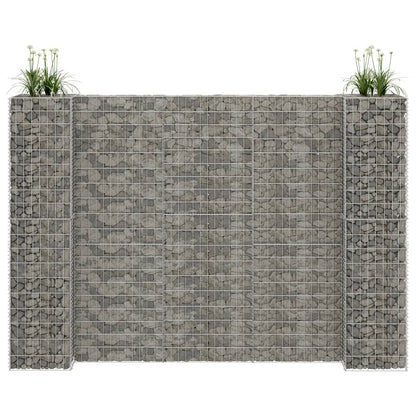 Gabionen Pflanzkorb H-Form Stahldraht 260x40x180 cm verzinkt Gabionenwand Mauer