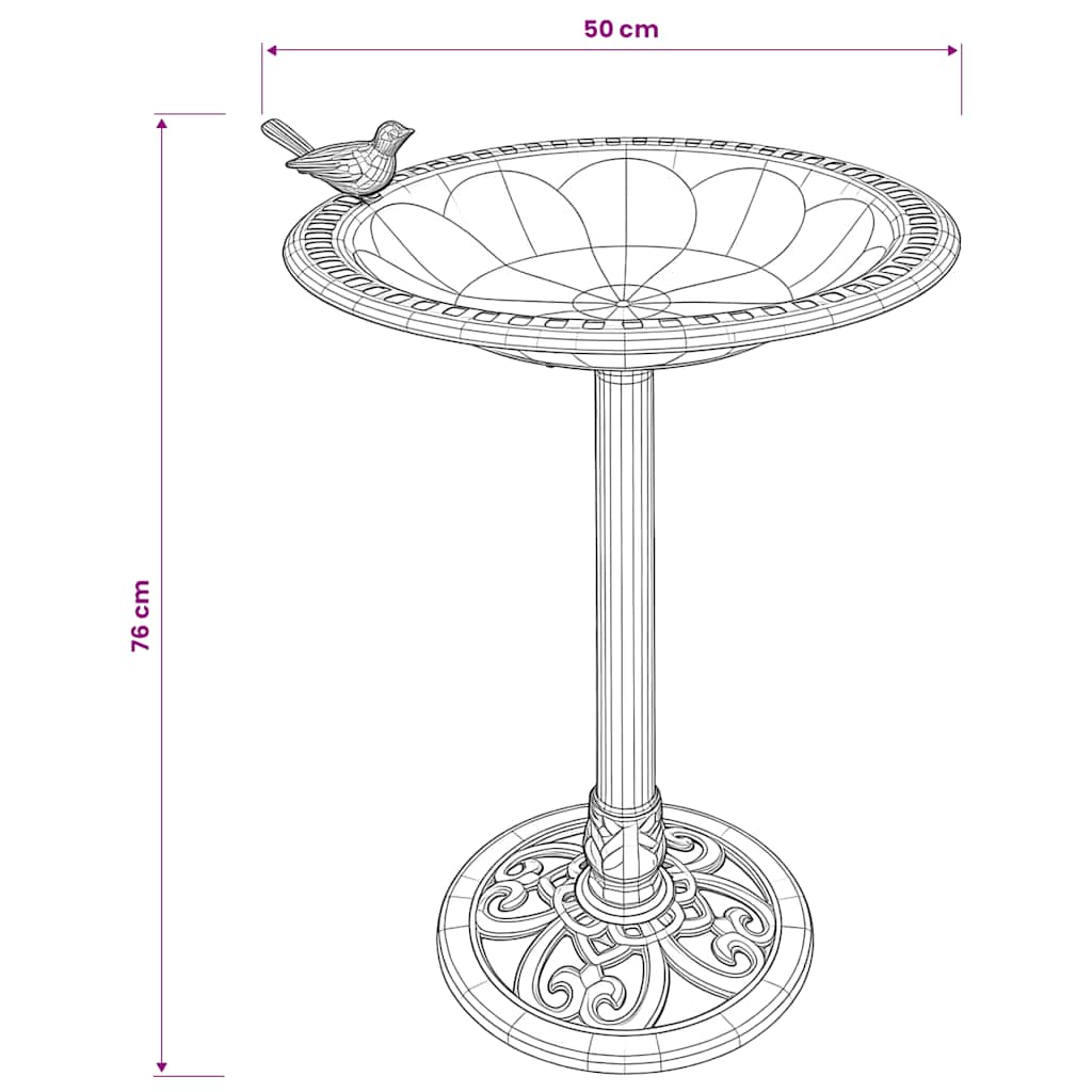 Bird bath bronze color plastic 50x50x76 cm bird bath