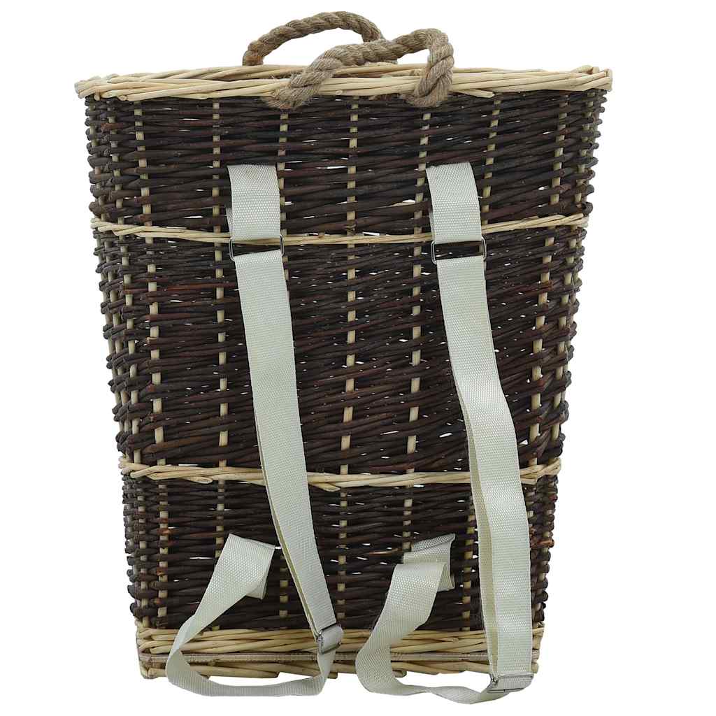 Brennholzrucksack Weide Holzkorb Kaminholzkorb 44,5x37x50 cm mit Trageriemen