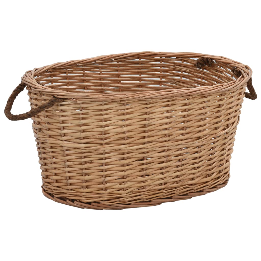Wooden basket with carrying handles 58×42×29 cm Natural wicker basket Brown Harvest basket