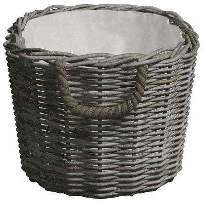 Kaminholzkorb Brennholzkorb Weide 59x42x28 cm Holzkorb mit Griffen Grau