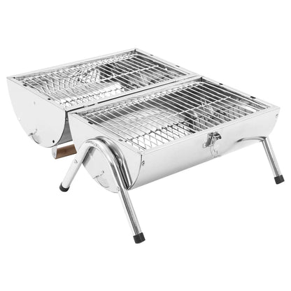 Campinggrill Edelstahl Holzkohlegrill Tragbar mit Deckel BBQ Grill