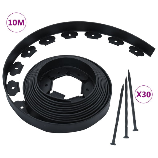 vidaXL Flexible lawn edging with 30 nails, 10 m, 5 cm