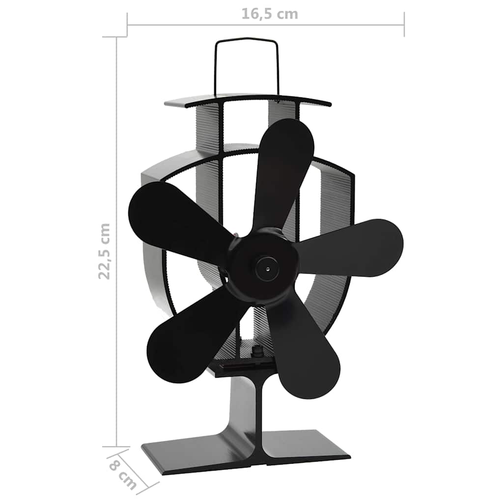 Ofenventilator ohne Strom Kaminventilator hitzebetrieben 5 Blatt 50-300°C