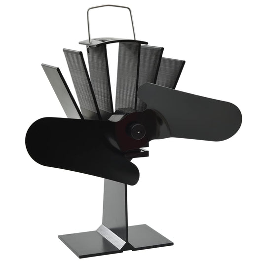 Kaminofen Ventilator Ofenventilator 2 Blätter Schwarz wärmebetrieben stromlos