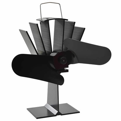 Kaminofen Ventilator Ofenventilator 2 Blätter Schwarz wärmebetrieben stromlos