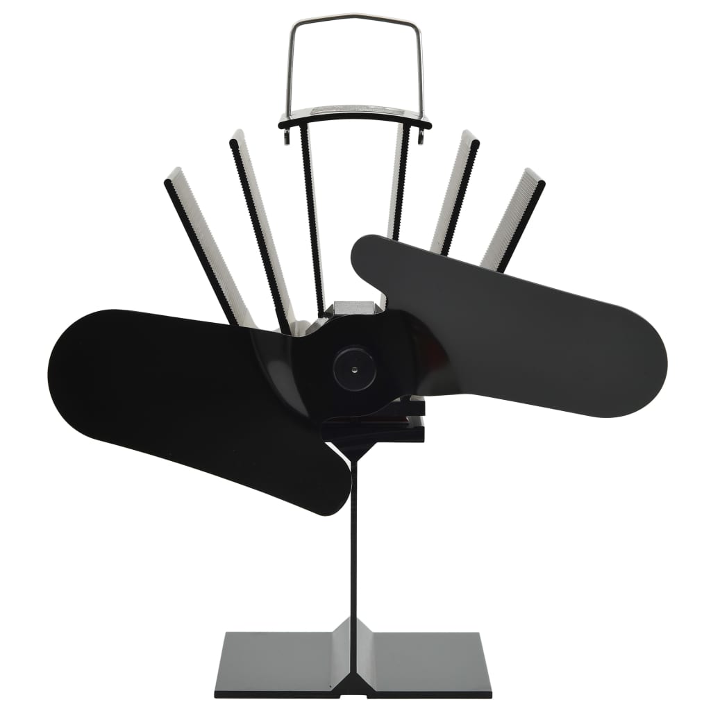 Kaminofen Ventilator Ofenventilator 2 Blätter Schwarz wärmebetrieben stromlos
