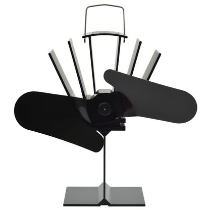 Kaminofen Ventilator Ofenventilator 2 Blätter Schwarz wärmebetrieben stromlos