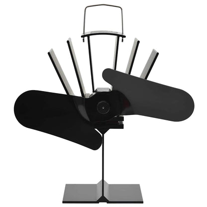 Kaminofen Ventilator Ofenventilator 2 Blätter Schwarz wärmebetrieben stromlos