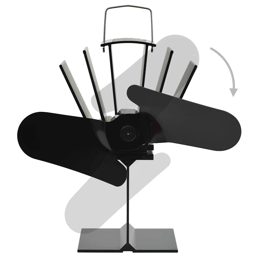 Kaminofen Ventilator Ofenventilator 2 Blätter Schwarz wärmebetrieben stromlos