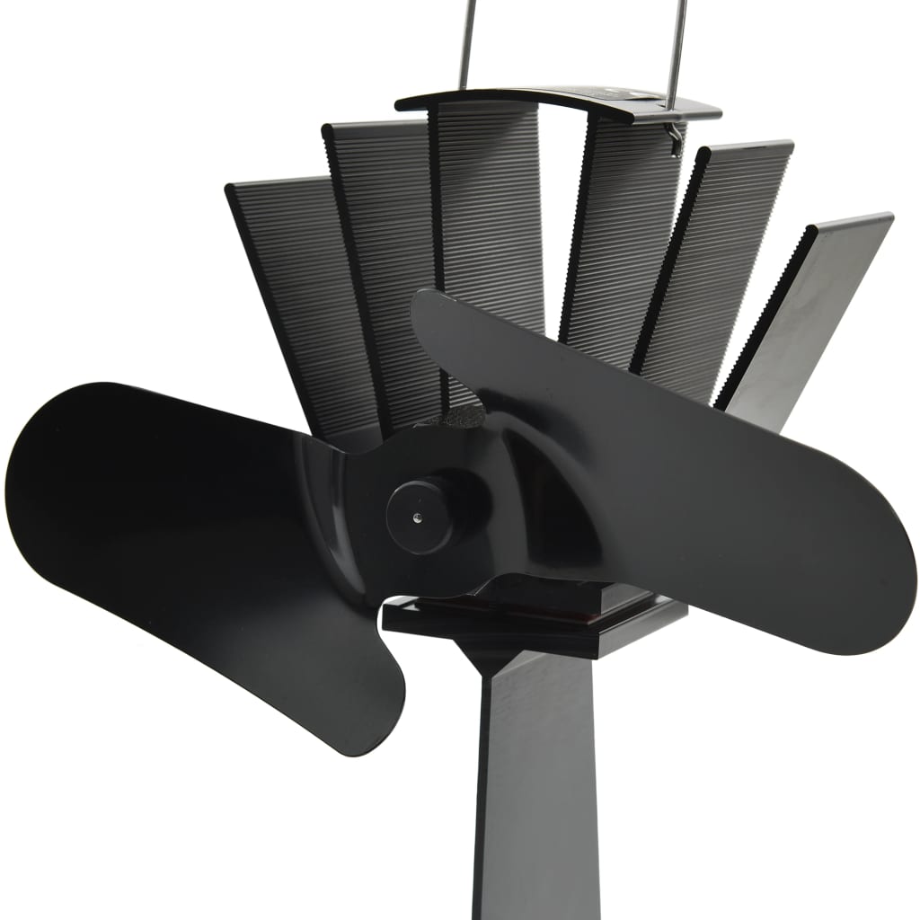 Kaminofen Ventilator Ofenventilator 2 Blätter Schwarz wärmebetrieben stromlos