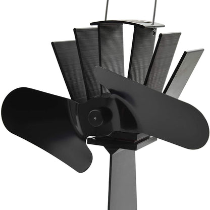 Kaminofen Ventilator Ofenventilator 2 Blätter Schwarz wärmebetrieben stromlos