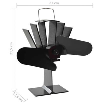 Kaminofen Ventilator Ofenventilator 2 Blätter Schwarz wärmebetrieben stromlos