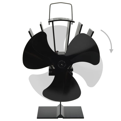 Kaminofen Ventilator Kaminventilator 3 Blätter Schwarz stromlos wärmebetrieben