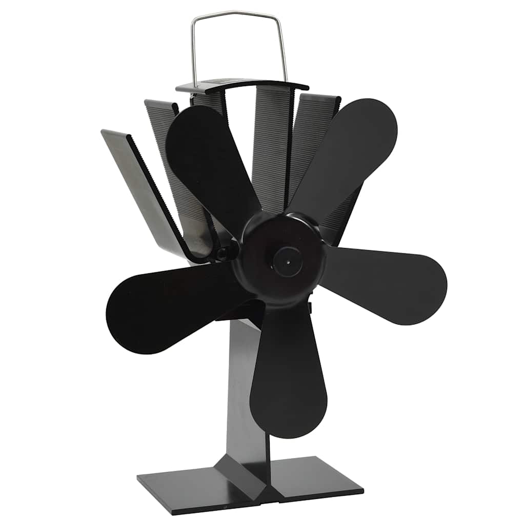 Kaminofen Ventilator Kaminventilator 5 Blätter Schwarz stromlos Wärmeverteiler