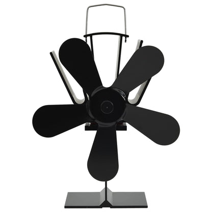 Kaminofen Ventilator Kaminventilator 5 Blätter Schwarz stromlos Wärmeverteiler