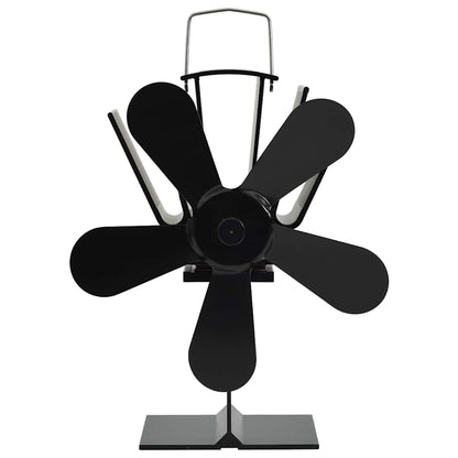 Kaminofen Ventilator Kaminventilator 5 Blätter Schwarz stromlos Wärmeverteiler