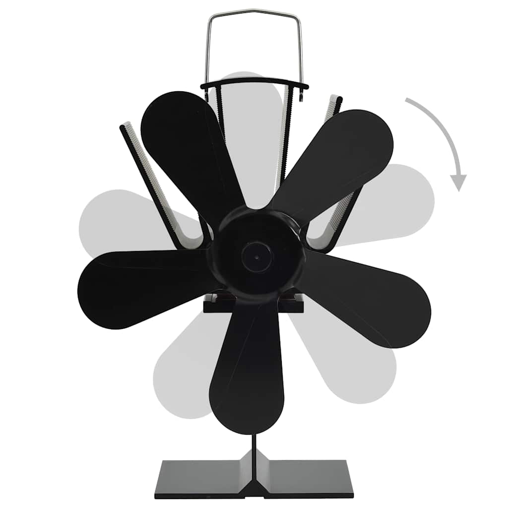 Kaminofen Ventilator Kaminventilator 5 Blätter Schwarz stromlos Wärmeverteiler