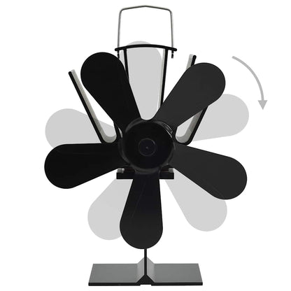 Kaminofen Ventilator Kaminventilator 5 Blätter Schwarz stromlos Wärmeverteiler
