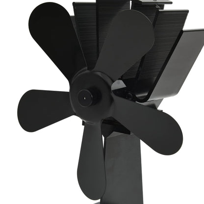 Kaminofen Ventilator Kaminventilator 5 Blätter Schwarz stromlos Wärmeverteiler