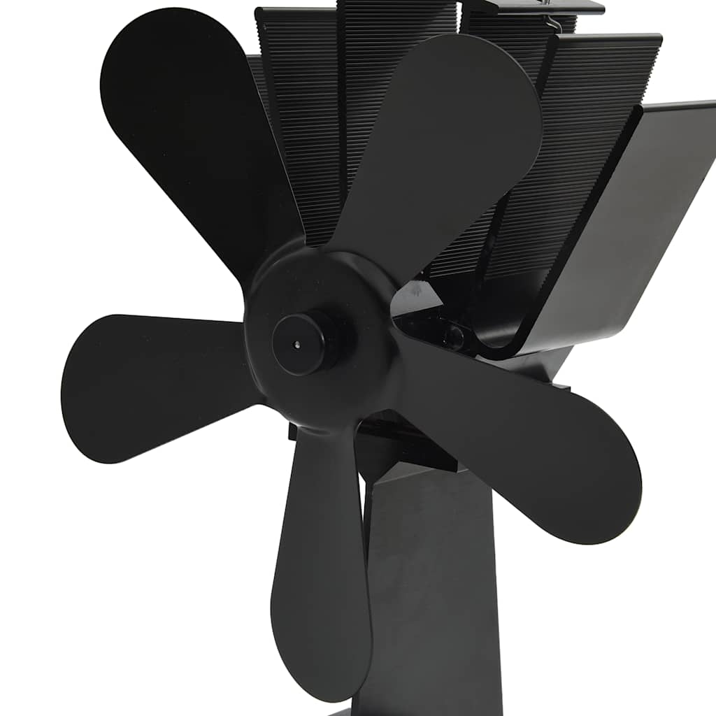 Kaminofen Ventilator Kaminventilator 5 Blätter Schwarz stromlos Wärmeverteiler