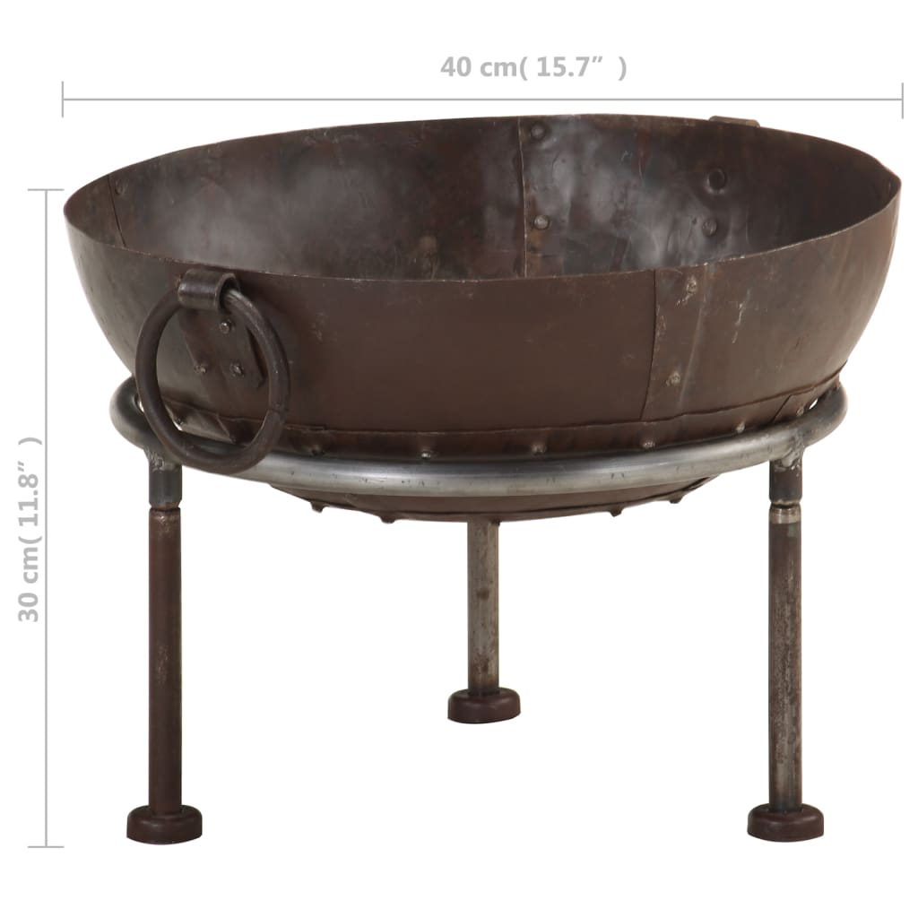Feuerschale Ø 40 cm x 30 cm Braun Rustikal Eisen Feuerstelle Shabby Feuerstelle rusty