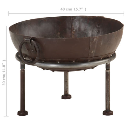 Feuerschale Ø 40 cm x 30 cm Braun Rustikal Eisen Feuerstelle Shabby Feuerstelle rusty
