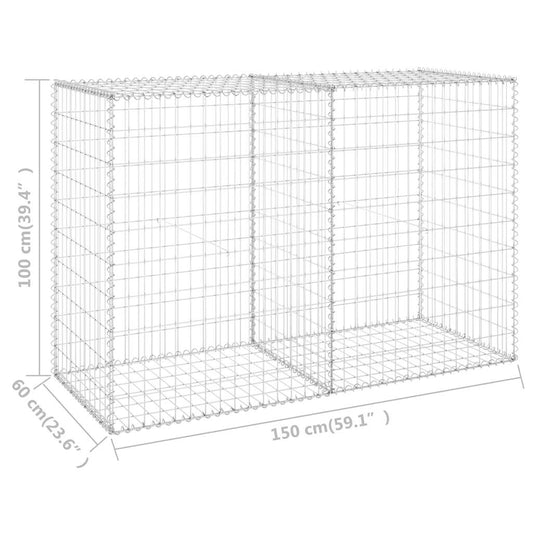 Gabion wall, galvanized steel, 150×60×100 cm, gabion fence, wire basket, stone wall