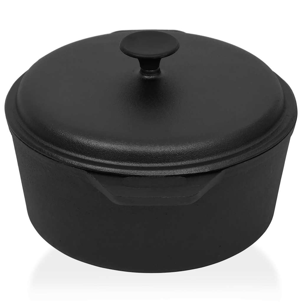 Topf Schwarz Ø26,5 cm Gusseisen 5 Liter Schmortopf Kochtopf