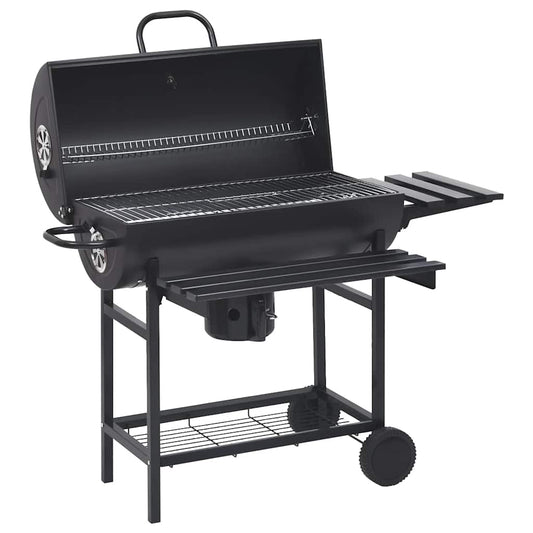 Holzkohlegrill Grillwagen mit Deckel Seitenablage Warmhalterost BBQ