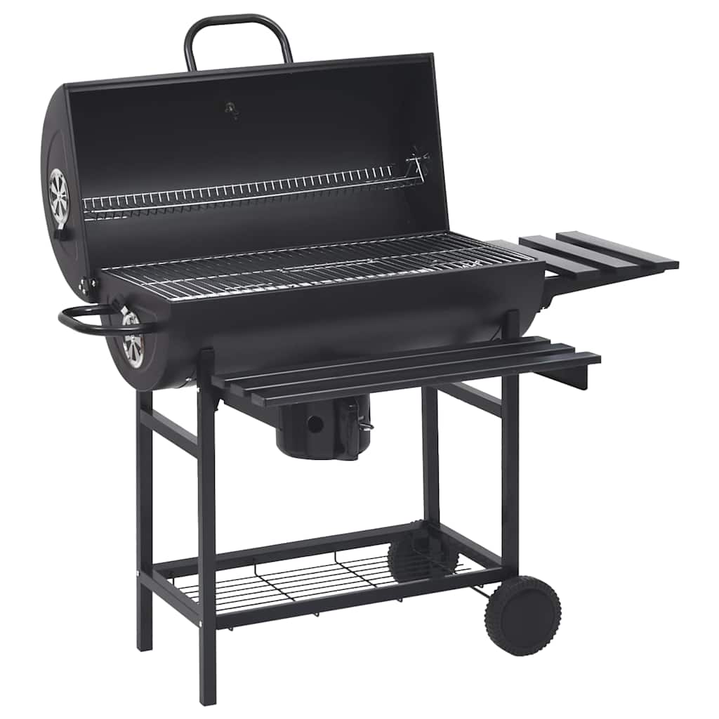 Holzkohlegrill Grillwagen mit Deckel Seitenablage Warmhalterost BBQ