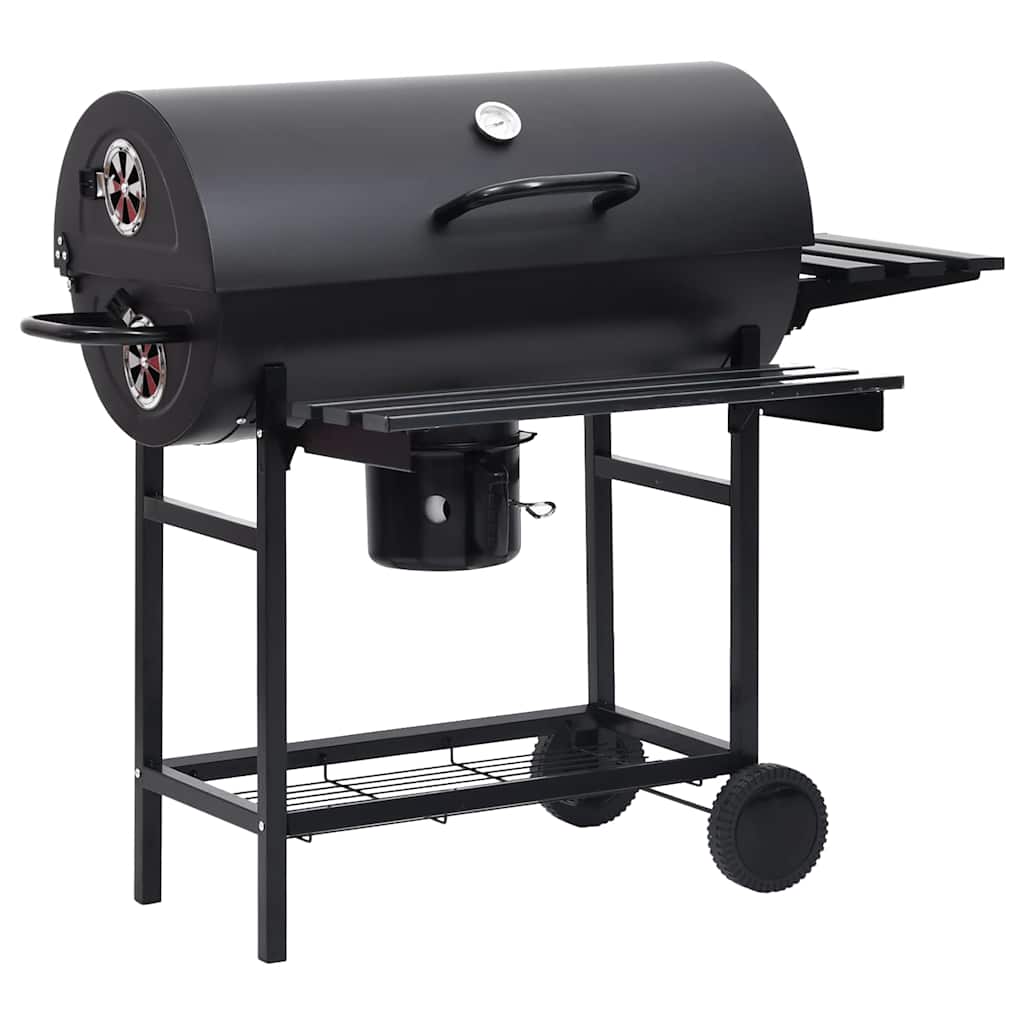 Holzkohlegrill Grillwagen mit Deckel Seitenablage Warmhalterost BBQ