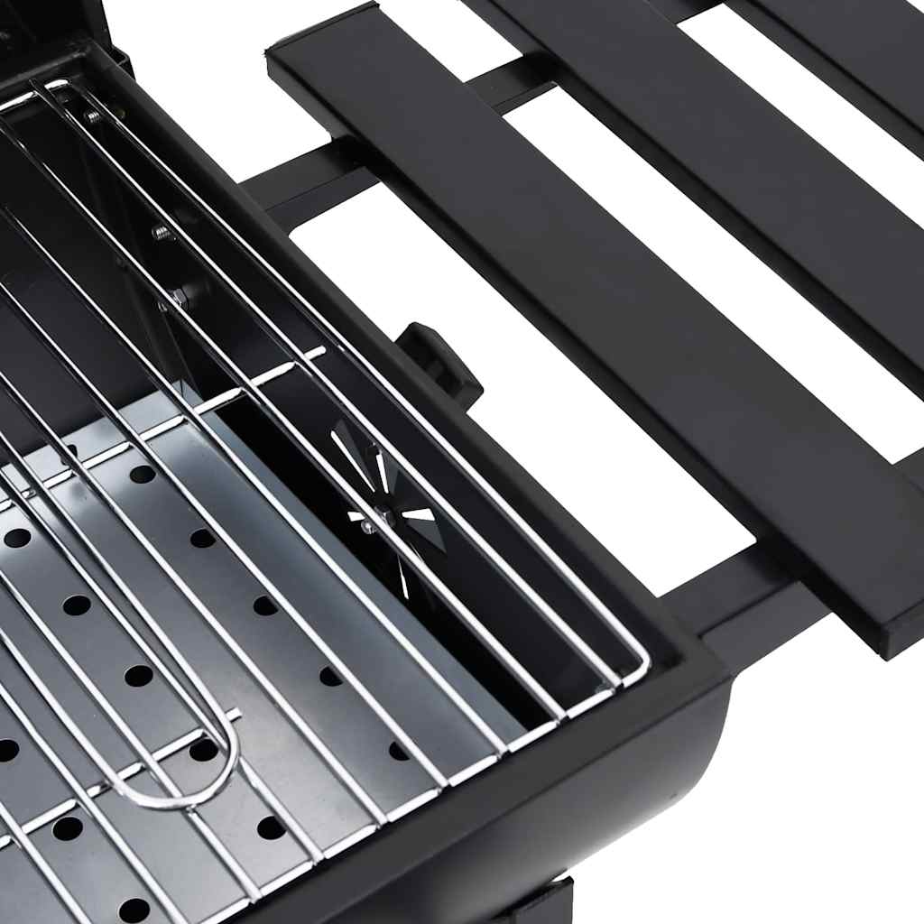 Holzkohlegrill Grillwagen mit Deckel Seitenablage Warmhalterost BBQ