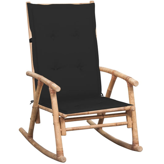 vidaXL rocking chair with cushion, bamboo