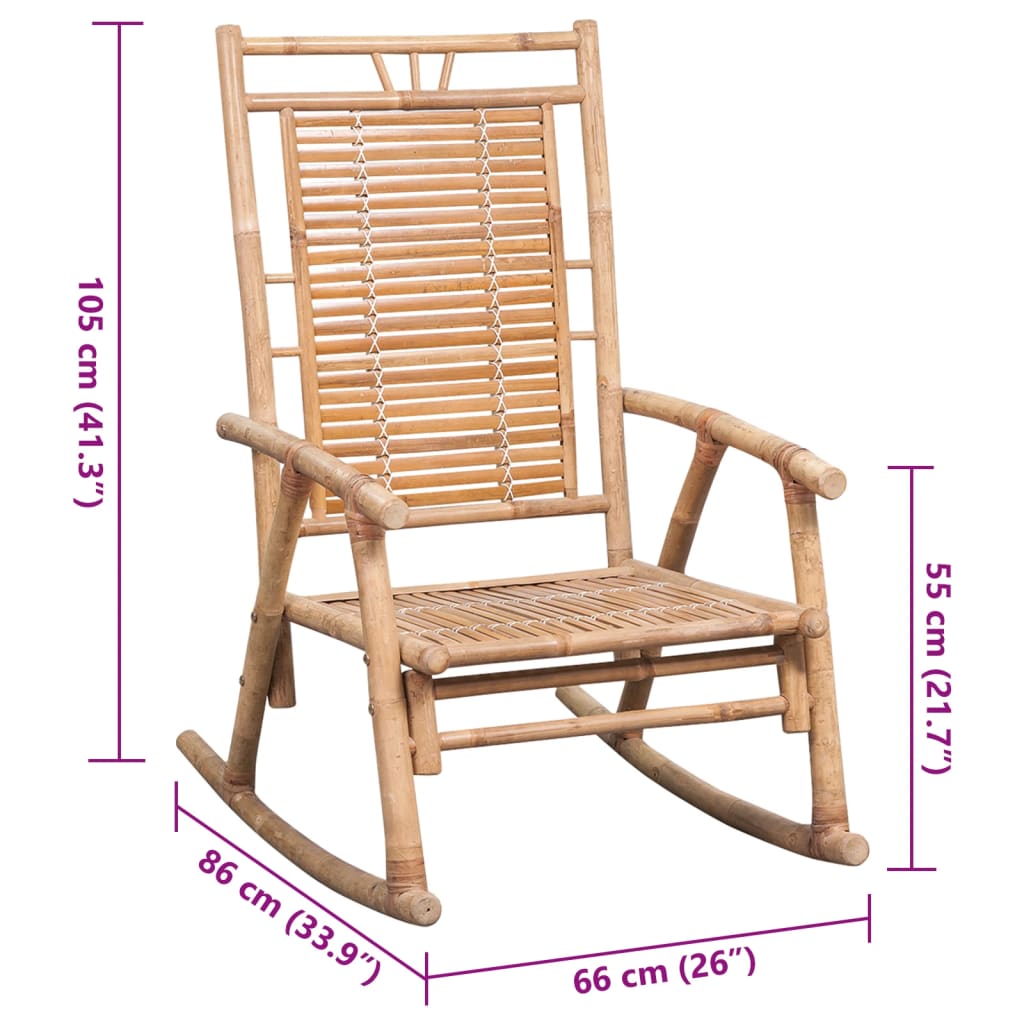 Schaukelstuhl Bambus-Holz 66 x86x105 cm mit Auflage Gartenstuhl