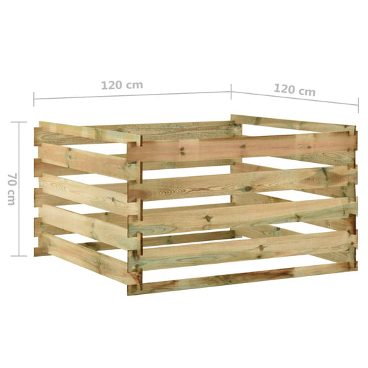 Slatted composter, wooden composter, 120x120x70 cm, impregnated pine wood