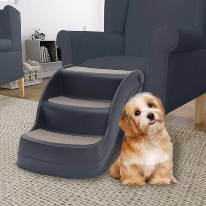 Hundetreppe 3 Stufen Klappbar Dunkelgrau 38x50x38 cm Haustiertreppe