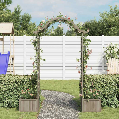 vidaXL Garden Pergola with Flower Box, Grey, Solid Fir Wood