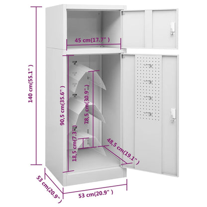 Sattelschrank Hellgrau 53x53x140 cm Stahl Aufbewahrungsschrank abschließbar
