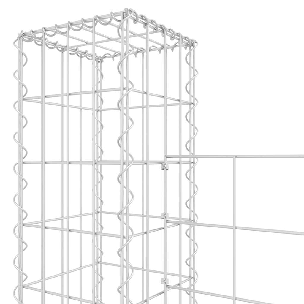 Gabionenkorb U-Form mit 5 Säulen 500x20x200 cm Gabionenwand verzinkt