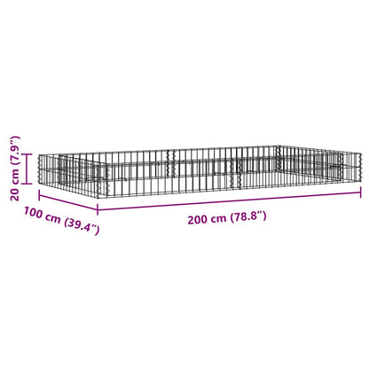 Gabionen-Hochbeet Verzinkter Stahl 200x100x20 cm Steinkorb Grau Silber